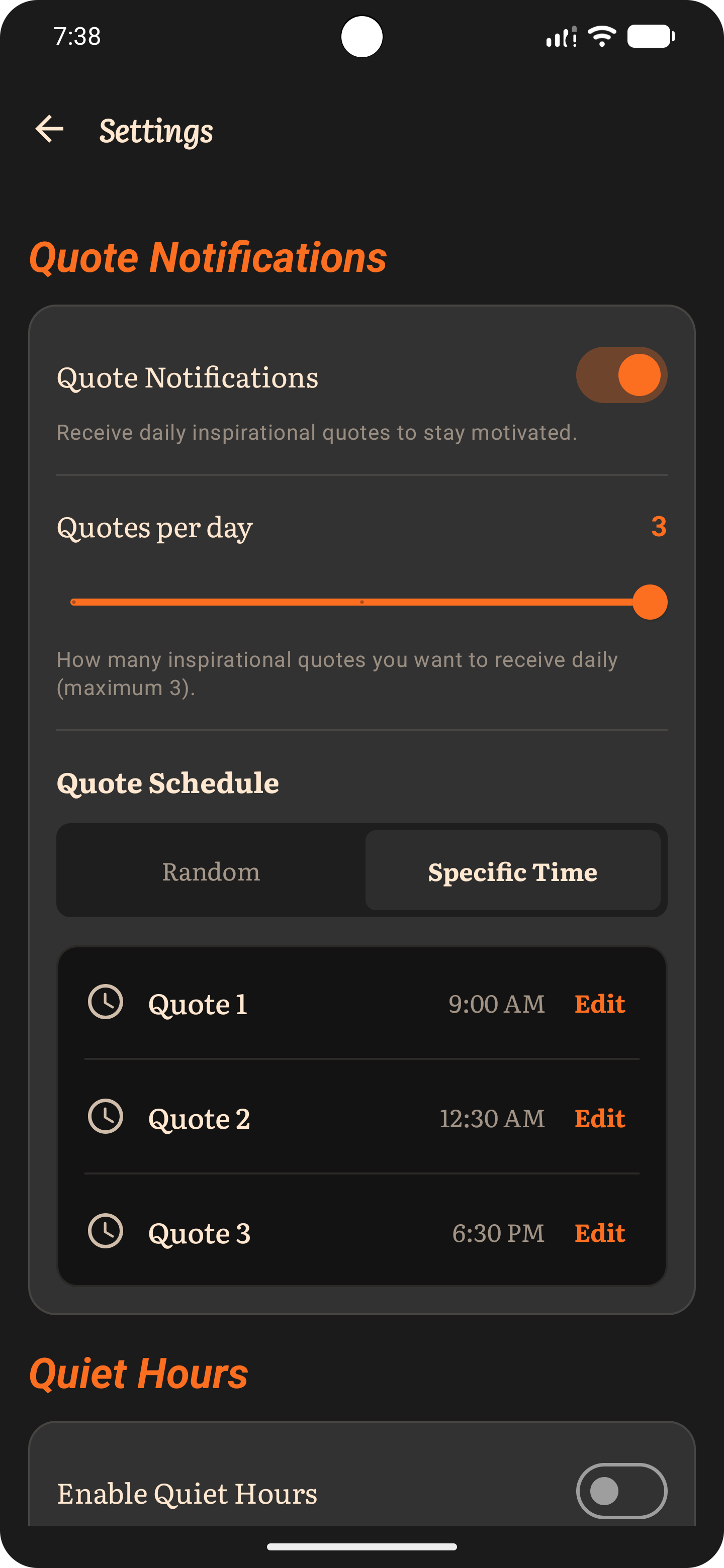 Quote Schedule